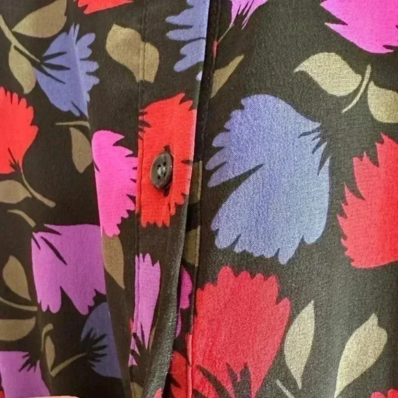 J. Crew - Black Motif Floral Dress - Size 6 - 100% Silk - Picture 5 of 7